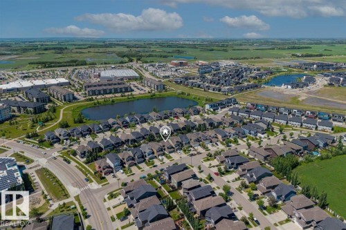 Aerial perspective featuring a residential development with varied housing styles - 14 Edinburgh Crt N, St. Albert, AB 
