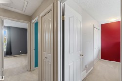 Central hallway with neutral carpeting and ceiling-mounted lighting - 