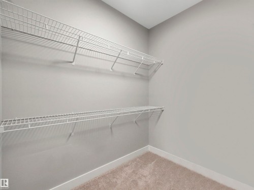 Interior closet featuring wire shelving, light gray wall paint, and carpeting - 17171 38 Street, Edmonton, AB 