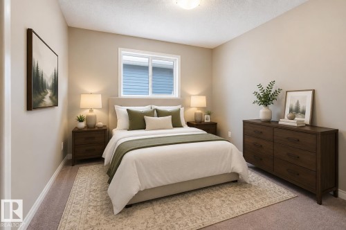 Bedroom featuring neutral wall paint, white trim, and a window with blinds - 1306 32A Street, Edmonton, AB 