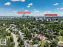 Aerial perspective of a residential neighborhood featuring mature trees and winding roads - 8914 120 Street, Edmonton, AB 