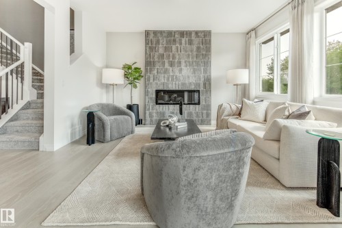 17423 7 Street, Edmonton, AB - Indoor Photo Showing Living Room With Fireplace