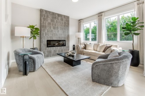 17423 7 Street, Edmonton, AB - Indoor Photo Showing Living Room With Fireplace