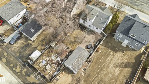 Aerial perspective showcasing a parcel with multiple structures - 6036 106 Street, Edmonton, AB 