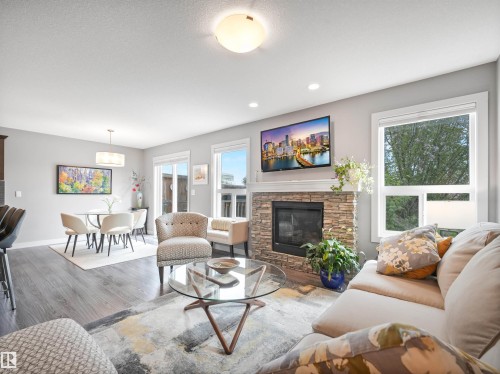 1277 Starling Drive, Edmonton, AB - Indoor Photo Showing Living Room With Fireplace