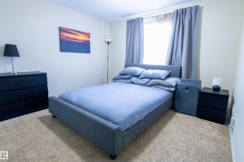 Neutral-toned walls complement the carpeted flooring - #214 1188 Hyndman Rd Nw, Edmonton, AB - Indoor Photo Showing Bedroom