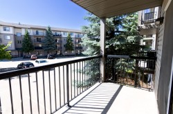 Private balcony featuring a concrete surface and black metal railings - 