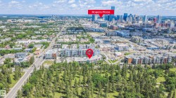 Aerial perspective showcasing a vibrant urban landscape with a prominent downtown skyline - 