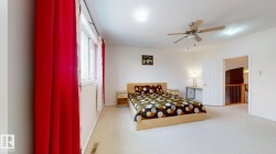 Spacious room featuring light-colored carpeting and white walls - 