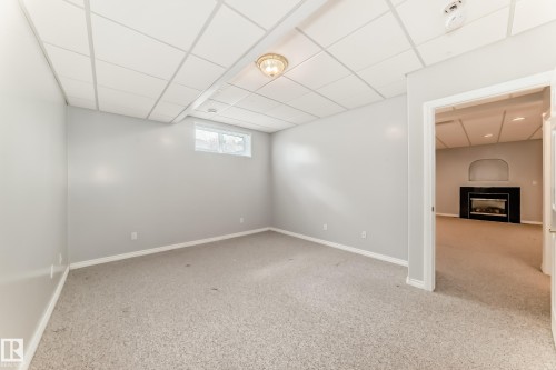 Finished basement room with neutral carpet flooring and light gray walls - 29 929 Picard Drive, Edmonton, AB - Indoor