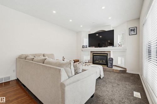 927 Hampton Court, Edmonton, AB - Indoor Photo Showing Living Room With Fireplace