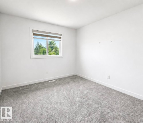 Room featuring light gray carpeting, white walls, and a large window with white trim - 523 Kleins Court, Leduc, AB - Indoor Photo Showing Other Room