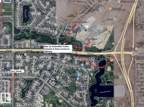 Location Map. Illustrating the property's position relative to surrounding infrastructure and commercial areas - 523 Kleins Court, Leduc, AB - Other