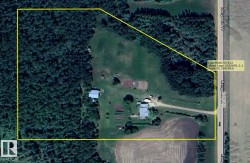 Aerial Parcel Map. Displaying the property boundary, surrounding terrain, and roadway access - 