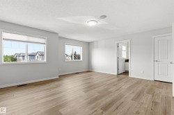Spacious room with light wood-finish flooring, multiple windows, and a neutral wall palette - 