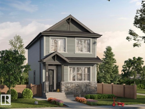 Two-story residence featuring siding and stone exterior accents - 3884 Wren Crescent, Edmonton, AB 