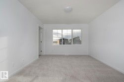 Room featuring light gray carpeting, white painted walls, and a multi-pane window with white trim - 