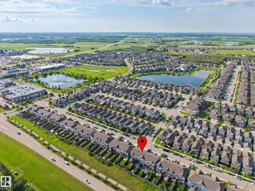 Aerial perspective of a developed residential community with multiple housing structures - 12119 167A Avenue, Edmonton, AB 