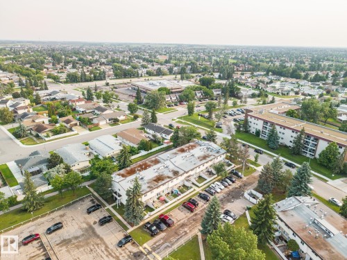 Aerial perspective showcasing a residential area with varied housing structures - 105 16428 109 Street, Edmonton, AB 