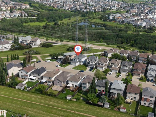 Aerial perspective showcasing a residential neighborhood with varied architectural styles - 3449 28 Street, Edmonton, AB 