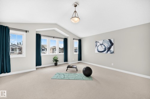 Bright interior room featuring a vaulted ceiling and an abundance of natural light through multiple windows - 1330 114B Street, Edmonton, AB 