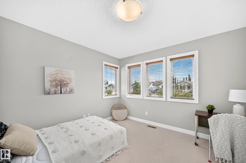 Bedroom featuring light gray walls, carpet flooring, and a flush-mount ceiling light - 1330 114B Street, Edmonton, AB 
