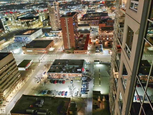 Cityscape featuring high-rise buildings and illuminated roadways - 2505 10410 102 Avenue, Edmonton, AB 
