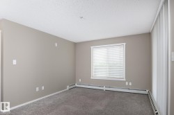 Carpeted room with a textured ceiling and neutral-toned walls - 