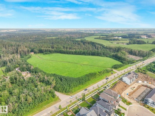 Expansive green space bordered by mature trees and paved roads - 556 Merlin Landing Landing, Edmonton, AB 