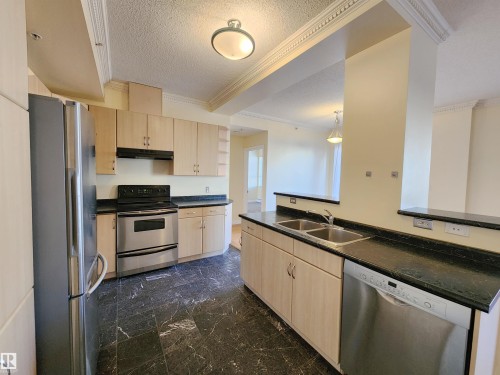 603 9707 105 Street, Edmonton, AB - Indoor Photo Showing Kitchen With Double Sink