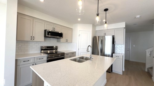 115 Ficus Way, Fort Saskatchewan, AB - Indoor Photo Showing Kitchen With Double Sink With Upgraded Kitchen