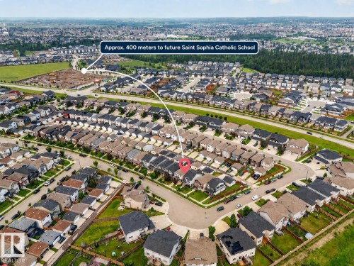 Aerial overview of a residential neighborhood with numerous single-family homes - 2331 Casey Crescent Sw, Edmonton, AB 