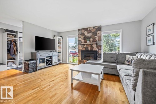 8523 143 Street, Edmonton, AB - Indoor Photo Showing Living Room With Fireplace