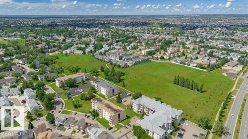 Aerial perspective showcasing a residential area with diverse property types - 24 14511 52 Street, Edmonton, AB 