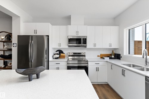 8907 Elves Loop Nw, Edmonton, AB - Indoor Photo Showing Kitchen With Double Sink