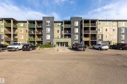Multi-story residential building featuring dark brick accents, light green and tan siding, and individual balconies - 