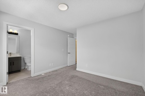 Plush gray carpeting and white baseboards define this room, with light gray walls throughout - 33 11910 35 Avenue, Edmonton, AB 