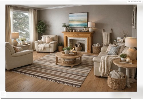 5408 47A Street, Wetaskiwin, AB - Indoor Photo Showing Living Room With Fireplace