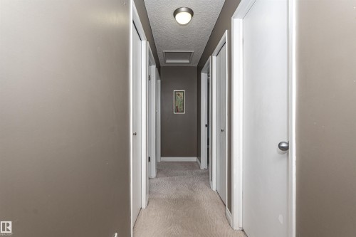 Interior hallway featuring neutral tone painted walls and textured carpeting - 11512 24 Avenue, Edmonton, AB 