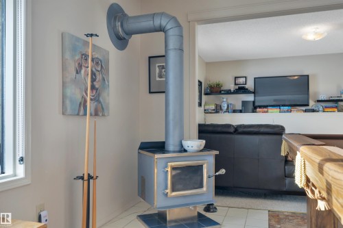 Detailed view of a wood stove - A49375 Rr 243, Rural Leduc County, AB 