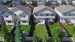 Rear exterior featuring a spacious fenced yard, wooden deck, mature evergreen trees, and light-colored siding - 