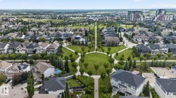 Aerial perspective showcasing a residential community with varied architectural styles - 