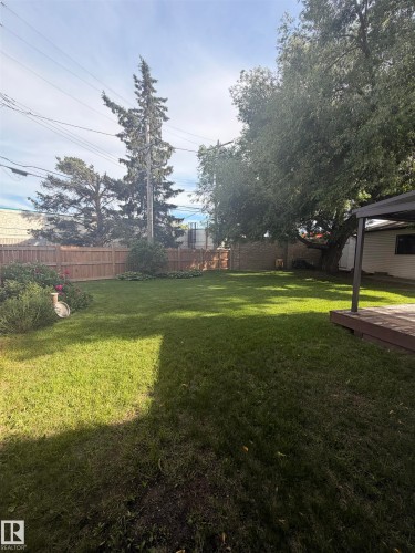 Expansive green lawn with mature trees providing natural shading - 8 Savoy Place, St. Albert, AB 