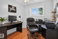 Bright room featuring wood-finish flooring and a white window frame - 