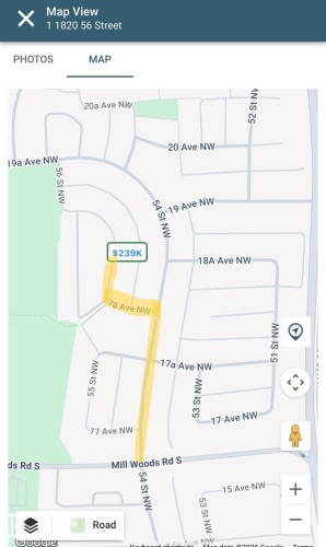 Follow the highlighted route, to get into the property. - 1 1820 56 Street, Edmonton, AB 