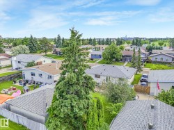 Residential neighborhood featuring a mix of mature trees and established homes with shingled roofs - 