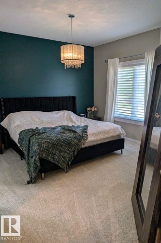 Plush carpeting throughout, accented by a contrasting accent wall - 2327 Frezenberg Avenue, Edmonton, AB 