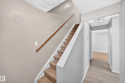 Carpeted staircase with wood handrail - 355 Northgate Terrace, Edmonton, AB 