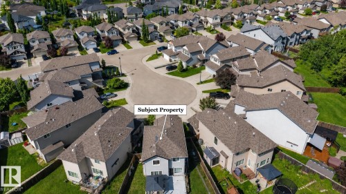 Aerial view showcasing a residential neighborhood with numerous single-family homes - 526 173A Street, Edmonton, AB 