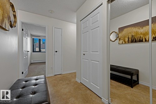 Entryway featuring light neutral walls and light brown carpeted flooring - 505 10145 109 Street, Edmonton, AB 